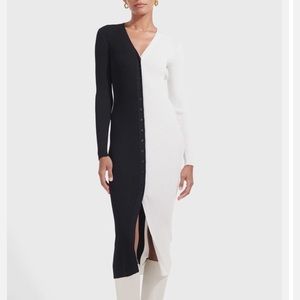 Staud Shoko Sweater Dress in Black and White